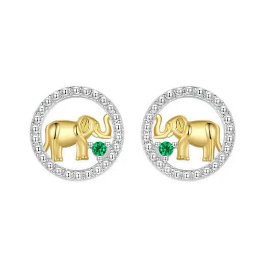 Petite gold-tone elephant stud earrings in sterling silver