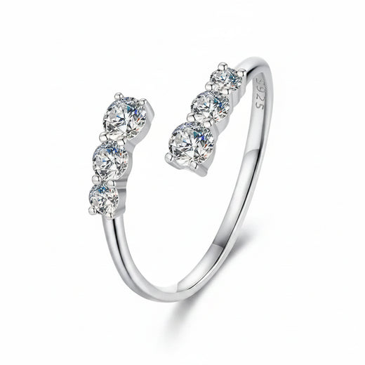 Adjustable Moissanite engagement ring in white gold plated 925 silver – Jewelry Towns