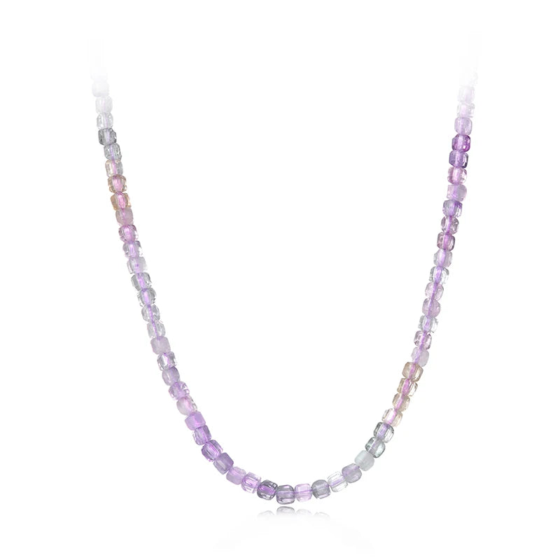 💫 Fluorite Necklace – 925 Sterling Silver, Natural Gemstone Elegance