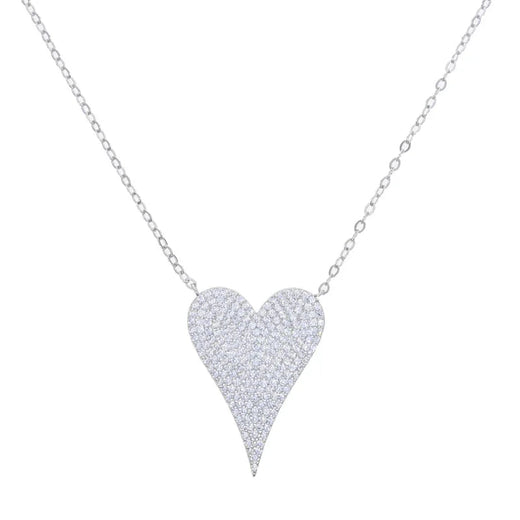 100% 925 Sterling Silver Micro Pave Cz Heart Necklace Bling Cubic Zirconia Valentines Gift for Lover Elegance Romantic Jewelry Jewelry Town