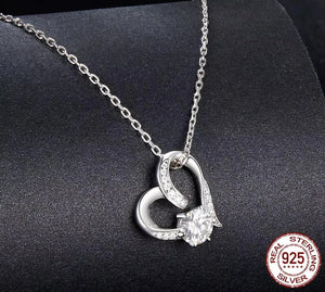 Heart-Shaped Moissanite Necklace – 925 Sterling Silver, Platinum-Plated Sparkle for Eternal Love