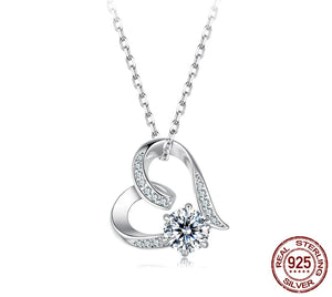 Heart-Shaped Moissanite Necklace – 925 Sterling Silver, Platinum-Plated Sparkle for Eternal Love