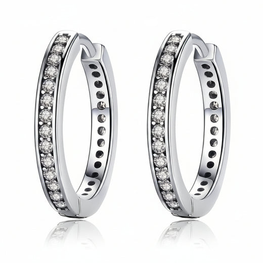 CZ hoop earrings in 925 sterling silver