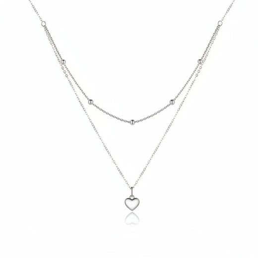 Double-layer heart necklace in 925 sterling silver