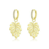 Gold Color Leaf Style Drop Earrings