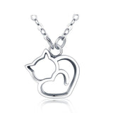 Sterling Silver Cat Necklace | Dainty Necklace | Heart Necklace | Necklace for Women | Lovely Cat Necklace|