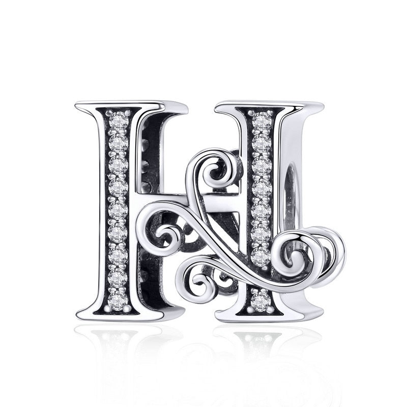Alphabet Charms, 925 Sterling Silver Alphabet Beads, Initial letter Beads  for Jewelry Making, Small Letter Pendants for bracelet (P007-S)