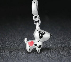 Pink Heart Dog Charms