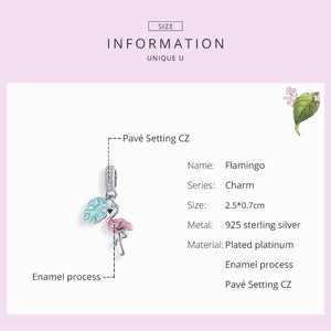 Pink Enamel Flamingo Pendant Charms