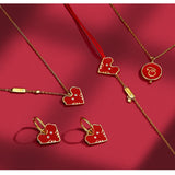 Red Heart Mouse Bracelet | Gold Red Color Ladies Bracelet