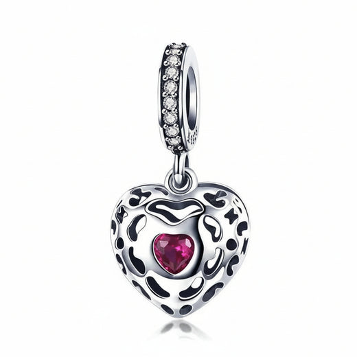 Happiness Heart Pink CZ Charms