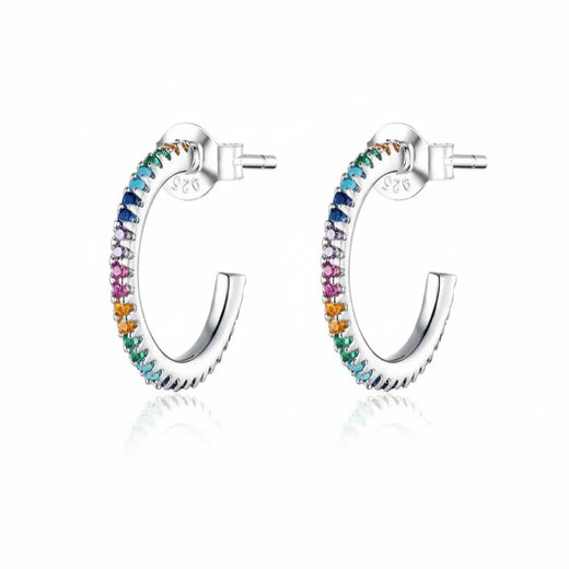 Rainbow CZ stud earrings in 925 sterling silver
