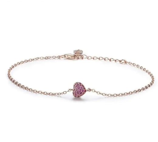 ❤️ Romantic Heart Chain Bracelet – 925 Sterling Silver Dainty Heart Link Bracelet for Women