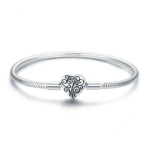 925 Sterling Silver Tree of Life Heart Clasp Bracelet