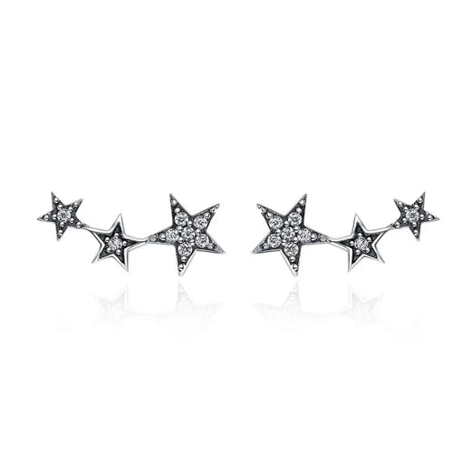 925 sterling silver star earrings with cubic zirconia