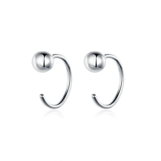 Tiny sterling silver hoops with bead details