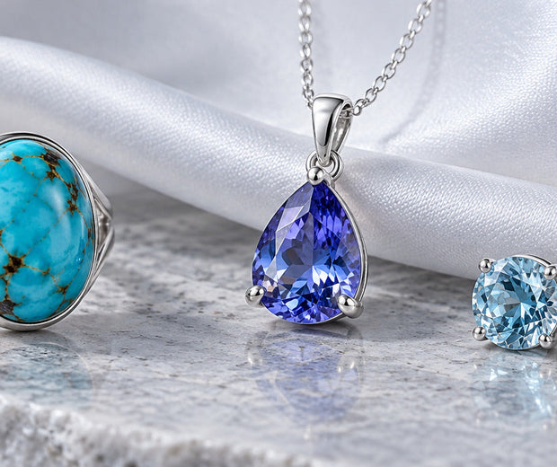 Turquoise tanzanite and blue zircon jewelry in sterling silver for Jewelry Towns December birthstone guide