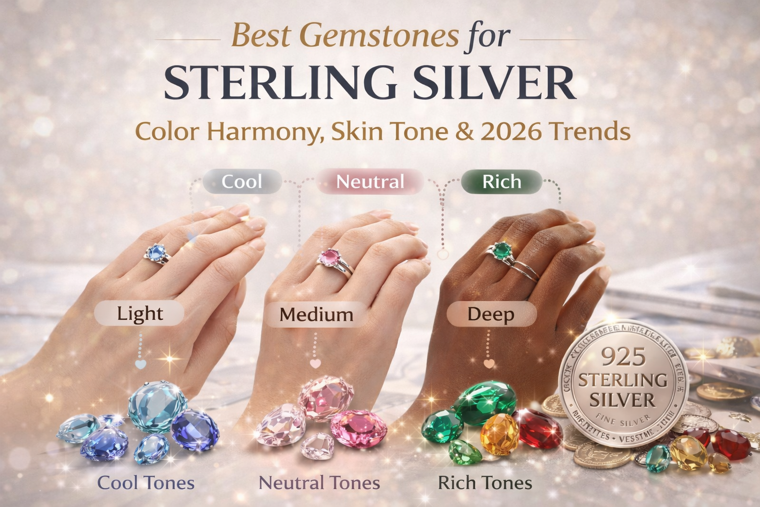 Best Gemstones for Sterling Silver: Color Harmony, Skin Tone & 2026 Trends