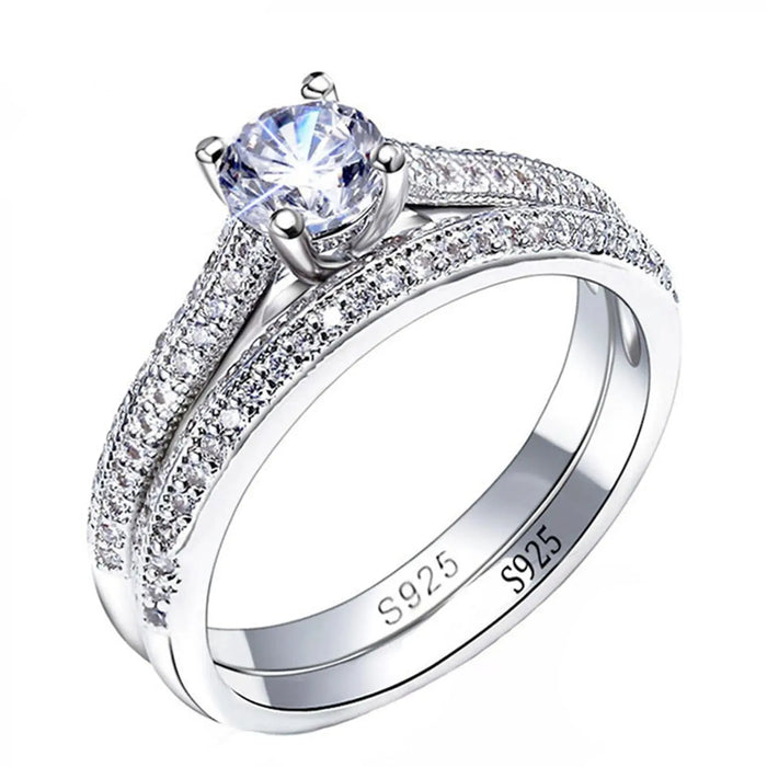 1 pair Vintage Halo 925 Sterling Silver Wedding Ring Set For Women Lady Anniversary Gift Jewelry Bulk Sell  Jewelry Town