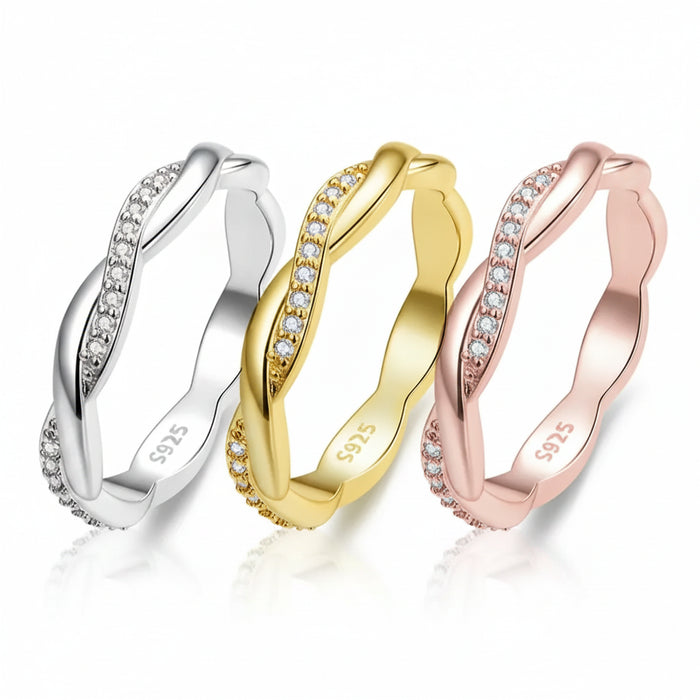 14K Gold Plated Twist Ring in yellow, rose, and white gold finishes – Jewelry Towns