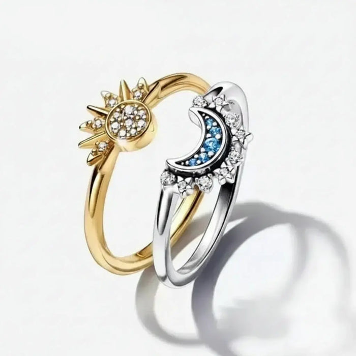 Sun and Moon Ring in 925 Sterling Silver