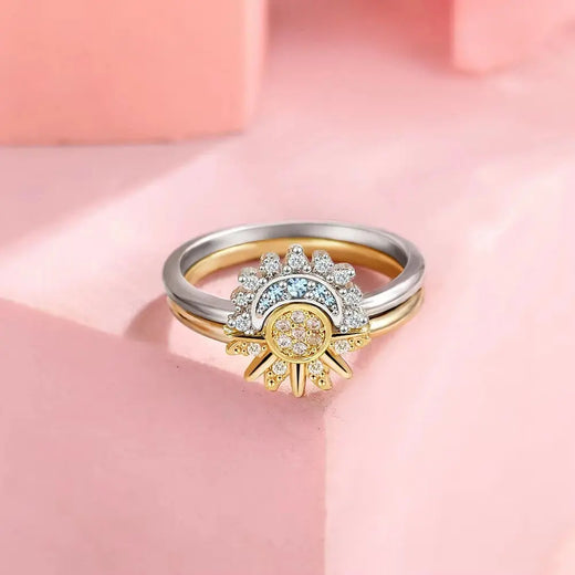 Sun and Moon Ring in 925 Sterling Silver