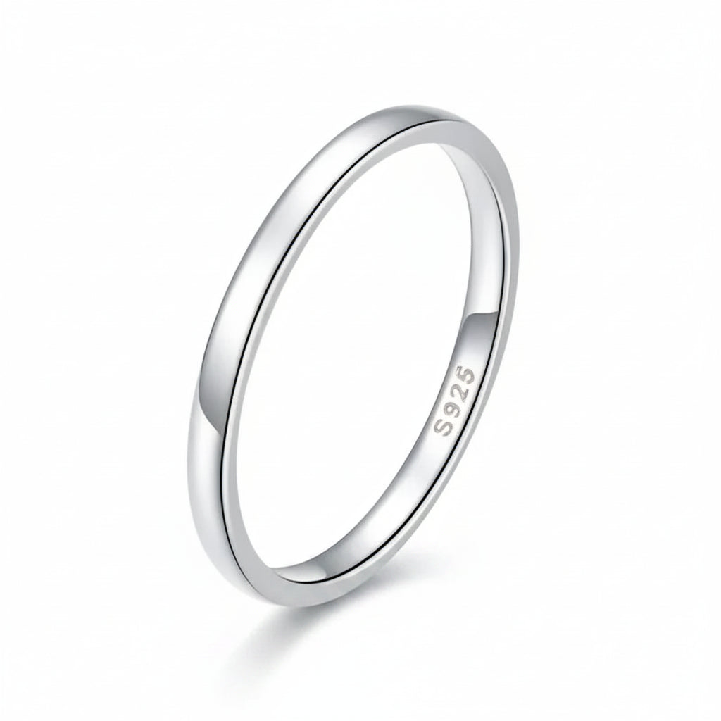 0.2cm 925 Sterling Silver Glossy  Glossy simple band engagement ring
 – Jewelry Towns