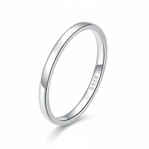 0.2cm 925 Sterling Silver Glossy  Glossy simple band engagement ring
 – Jewelry Towns