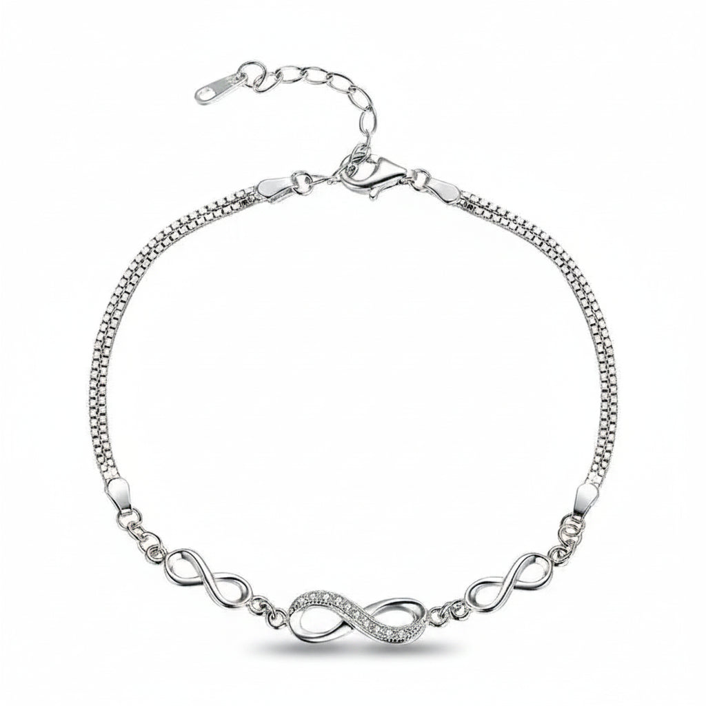 Infinity love bracelet in 925 sterling silver