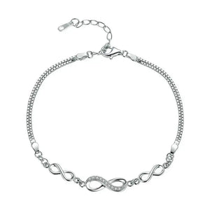 925 Sterling Silver Infinity Love Chain Link Adjustable Zircon Bracelet eprolo