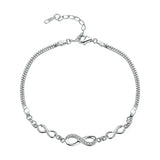 925 Sterling Silver Infinity Love Chain Link Adjustable Zircon Bracelet eprolo