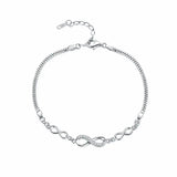 925 Sterling Silver Infinity Love Chain Link Adjustable Zircon Bracelet eprolo