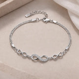 925 Sterling Silver Infinity Love Chain Link Adjustable Zircon Bracelet eprolo