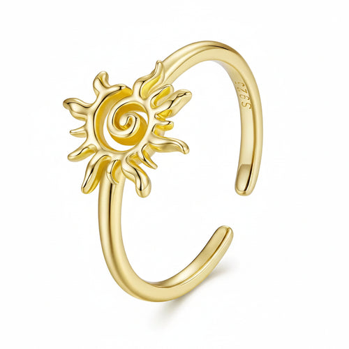 925-Sterling-Silver-Sun-Ring-Radiant-Boho-Style-18K-Gold
