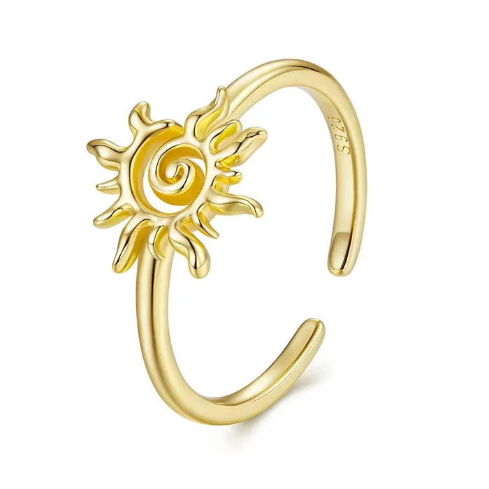 925-Sterling-Silver-Sun-Ring-Radiant-Boho-Style-18K-Gold