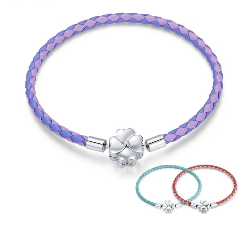 925 Sterling Silver Four Leaf Clover Lucky Bracelet 