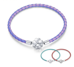925 Sterling Silver Four Leaf Clover Lucky Bracelet 