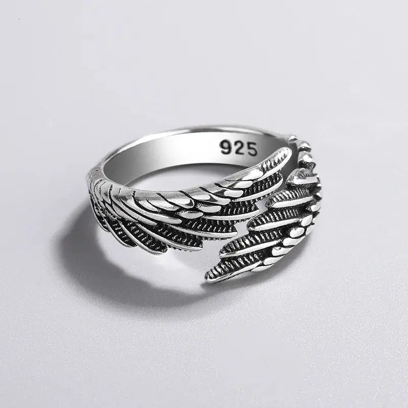 Angel Wing Feather Ring - 925 Sterling Silver Jewelry Towns