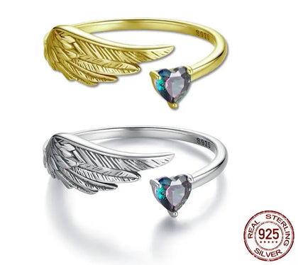 ✨ Angel Wing Heart Ring.