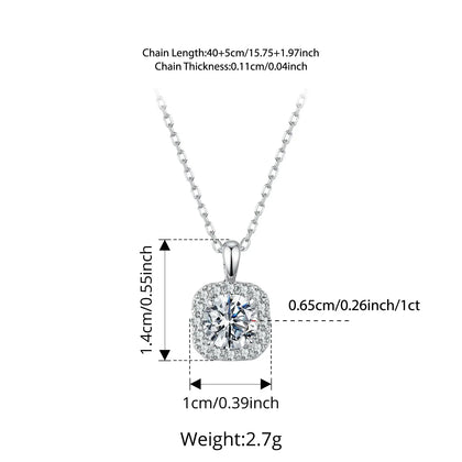 Square halo moissanite ring, necklace and stud earrings set