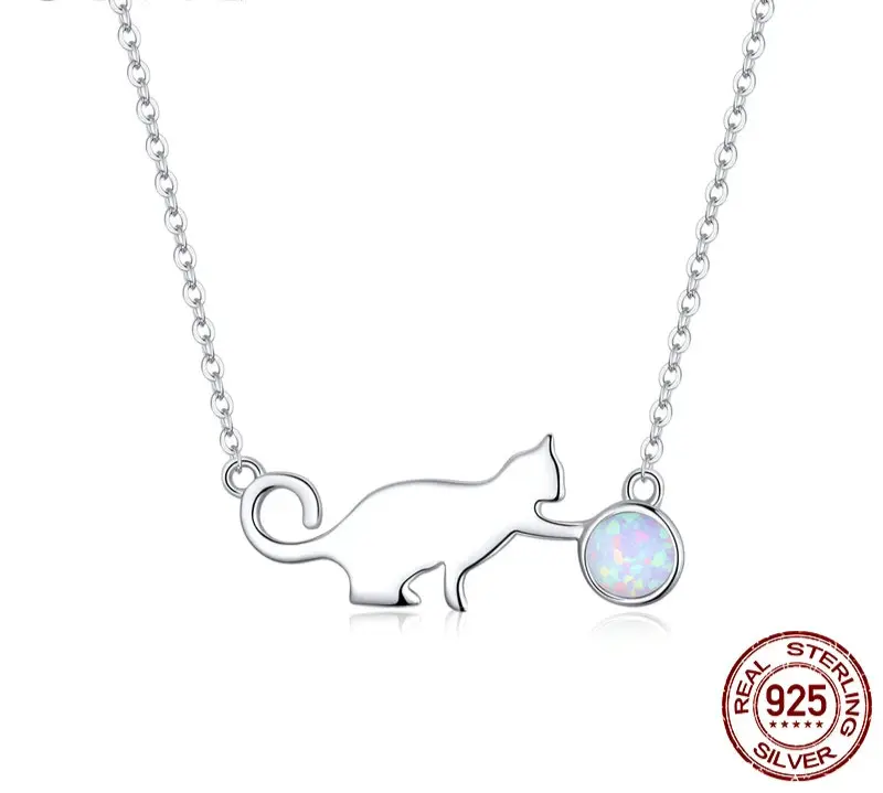 Cat Necklace with Opal.