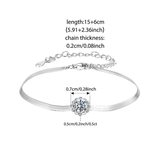 Adjustable snake-chain cherry blossom bracelet in sterling silver