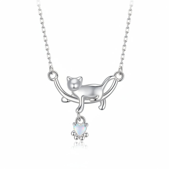 Sterling silver cat necklace with 45 cm chain