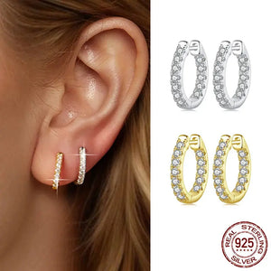 ✨ Dazzling Gold Moissanite Hoop Earrings.