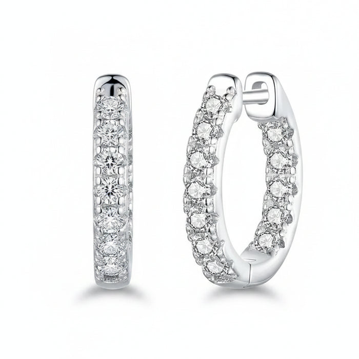 Lab-created moissanite hoop earrings in 925 sterling silver