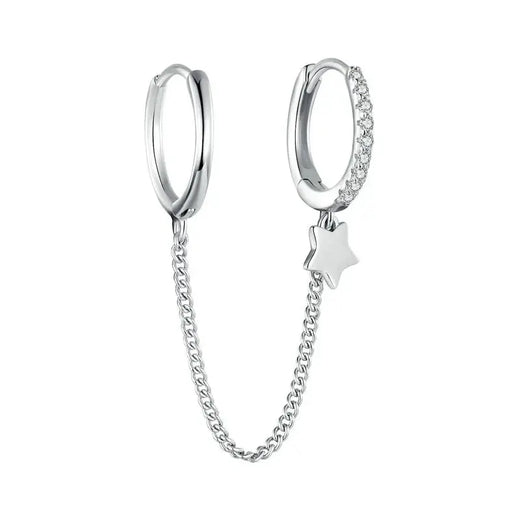 Sterling silver chain-linked earring and cuff detail