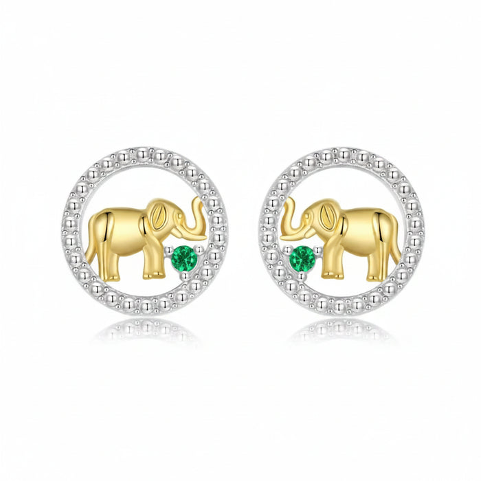 Elephant stud earrings in 925 sterling silver with gold-tone finish