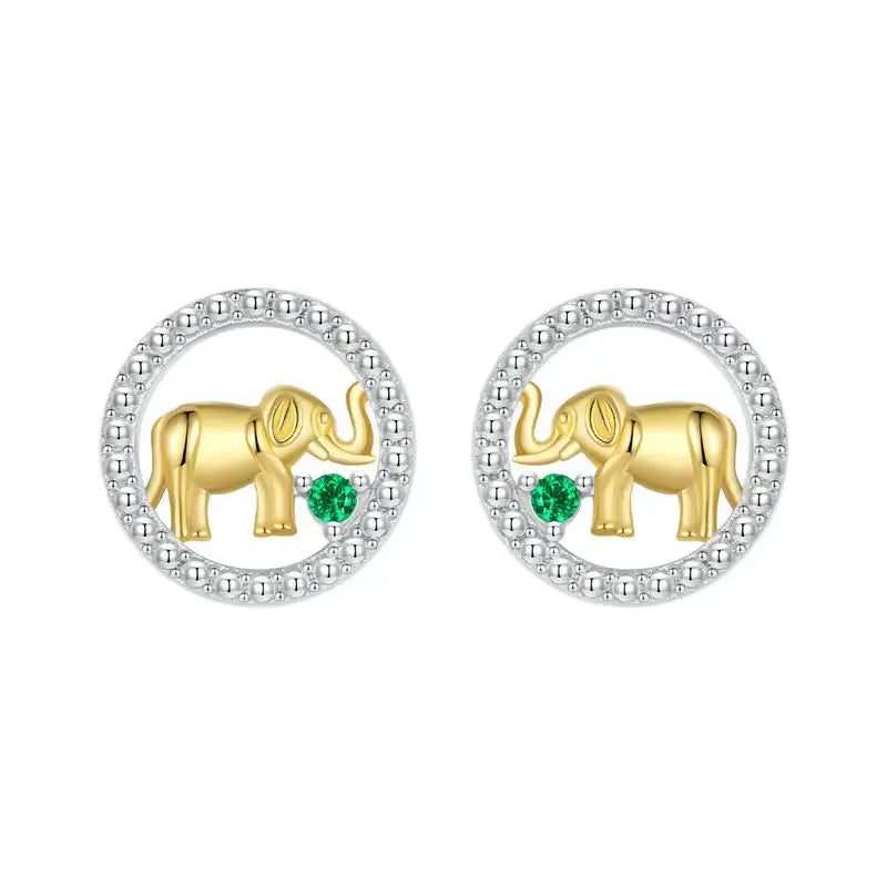 Petite gold-tone elephant stud earrings in sterling silver