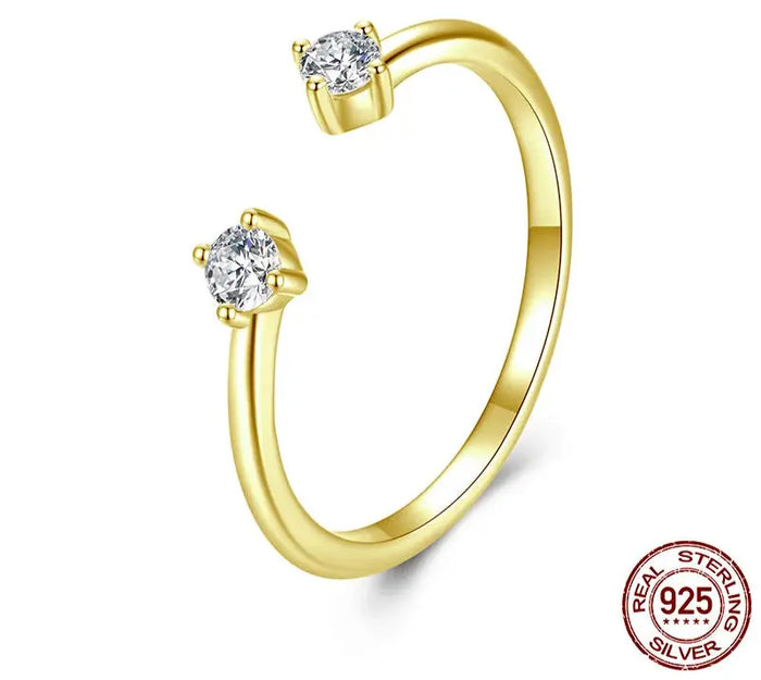 Adjustable twin-stone moissanite engagement ring in 925 sterling silver – Jewelry Towns