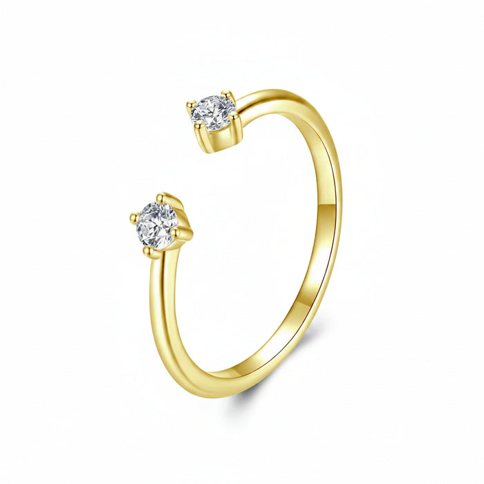 Adjustable twin-stone moissanite engagement ring in 925 sterling silver – Jewelry Towns